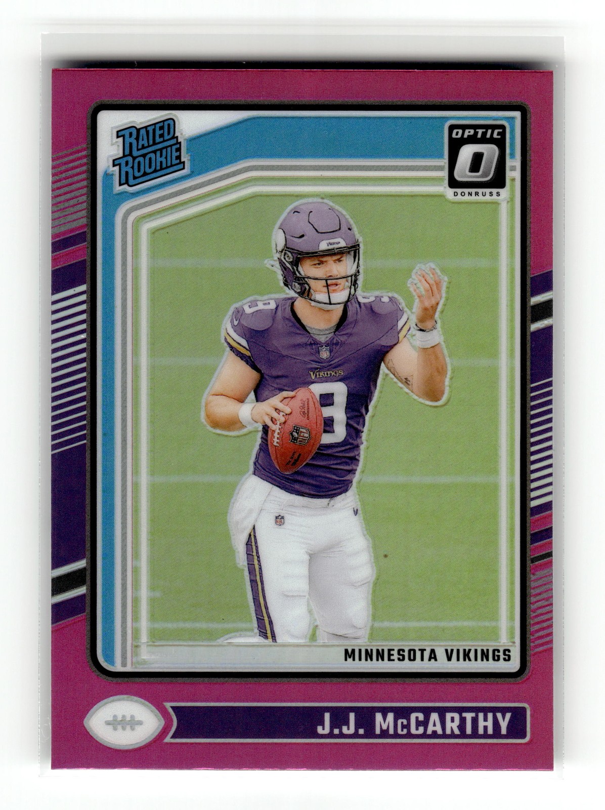 J.J. McCarthy 2024 Donruss Optic #235 Minnesota Vikings Pink RC