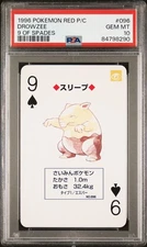 1996 POKEMON RED VERSION PLAYING CARDS 9 OF SPADES #096 DROWZEE PSA 10