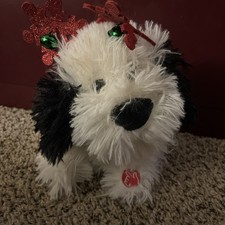 Dan Dee Spinning Dancing Black  White Christmas Dog Plays Jingle Bells