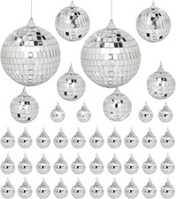 42 Pack Mini Mirror Disco Ball Set: Silver Hanging Disco Balls Decor - Small Mir