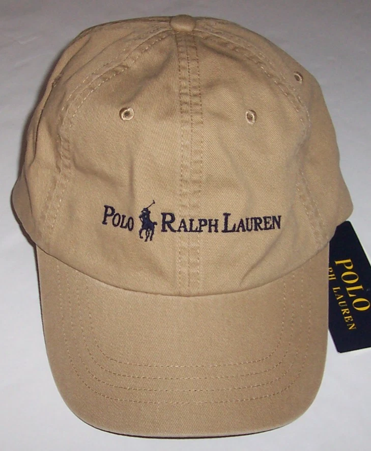 NWT Polo Ralph Lauren CAFE TAN/NAVY EMBROIDERED LOGO Men's Baseball Cap Hat Pony