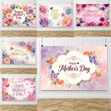 Flower Happy Mother's Day Photo Backdrop Mom's Day Party Banner Background Decor