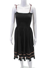 Pitusa Womens Cotton Sleeveless Square Neck A-Line Dress Black Size PP