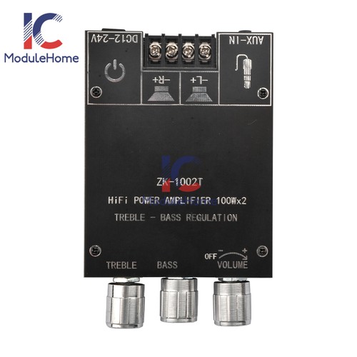 ZK-1002T Bluetooth 5.0 Stereo Amplifier Board Treble Bass 2-Channel 100W+100W - Picture 31 of 53
