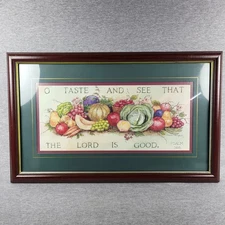 VTG HOMCO HOME INTERIORS TASTE & SEE THE LORD IS GOOD FRUIT CHERRY FRAME PICTURE