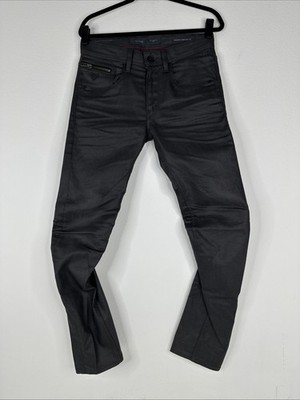 Guess 1981 Vernon Contour Leg Jeans Mens Size 31 Black Waxed Zip Pocket 