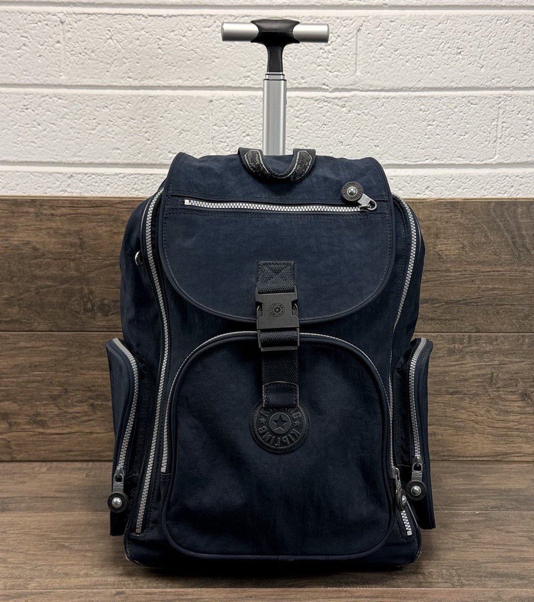 Kipling Rolling Backpack Alcatraz Blue Jean Nylon Laptop Carry-On