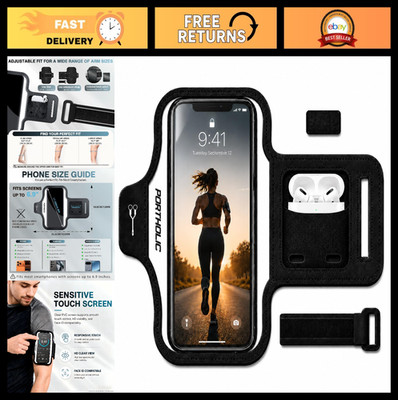 Water Resistant Running Armband for 6.9'' Phones, Sports Phone Holder Case, Card
