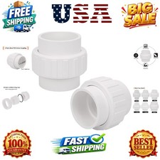 2 Pack 2" PVC Union Coupling Pipe Fitting Socket x Socket 2 Inch PVC Slip Uni...