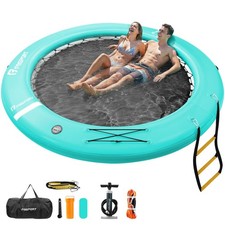 Water Hammock 8ft Inflatable Floating Ring Mint Green Cupholder FBSPORT Round