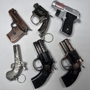 Lot of 6 Pistol Revolver Butane Lighters Novelty Gun-Shaped Empty #1
