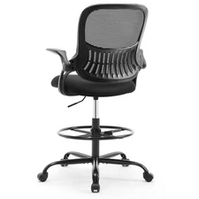 Tall Drafting Desk Chair - Ergonomic High Stool Computer with Adjustable Heig...