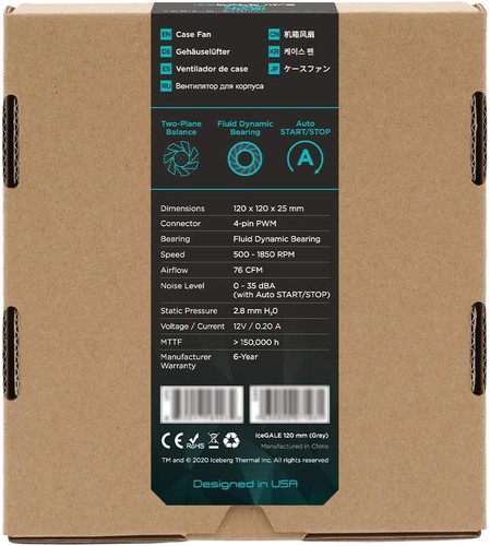 Iceberg Thermal IceGALE 120mm PWM Premium Case Fan (Gray) - 第 6/6 張圖片