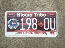 OKLAHOMA - KIOWA  TRIBE - LICENSE PLATE - OKLAHOMA  SOONERS
