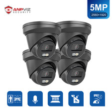 Anpviz 5MP PoE IP Camera Outdoor, Metal Turret Security Camera with Audio 4PC