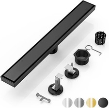 Desag e lineal ducha 24in acero 304 negro mate con panel para baldosa