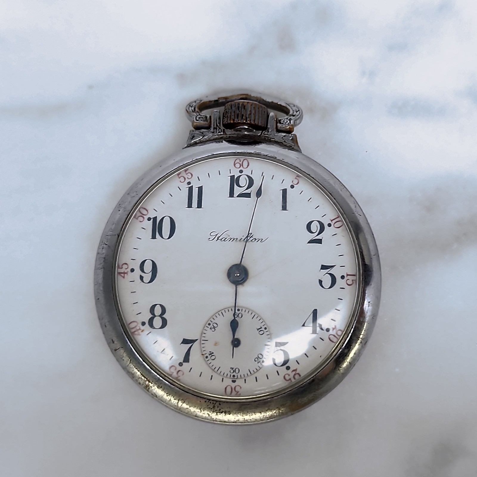 Hamilton Grade 924 18S 17J Pocket Watch 1911 Enamel Dial Parts Repair ONLY