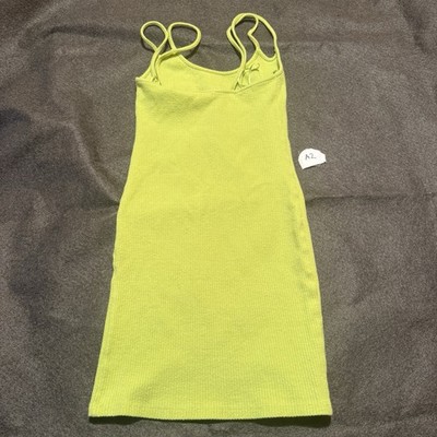 Zara Womens Dress S Small Light Neon Green Tight Fitted Sleeveless Short |  eBay