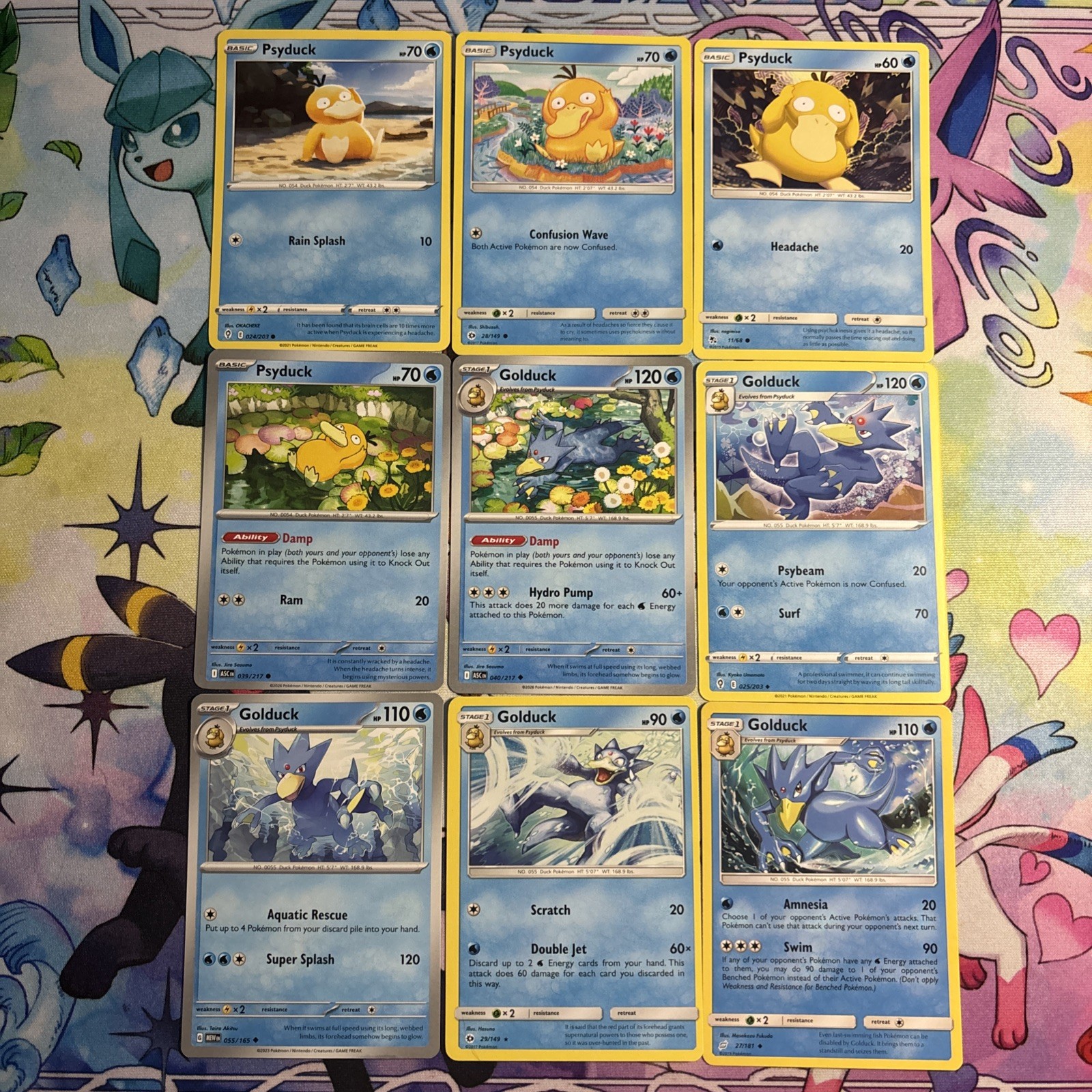 Pokemon Psyduck, Golduck 9 Card Collection - Non-holo