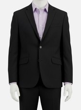 396 Kenneth Cole Men's Black Techni-Cole Slim-Fit 2-Piece Suit Jacket Pants 38R