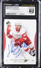 2007-08 SP AUTHENTIC #99 HENRIK ZETTERBERG SIGNED CARD CGC JSA AU/9 AUTO