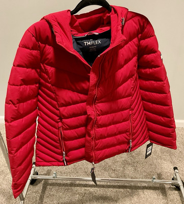 Tommy Hilfiger Women s Red Hooded Puffer Jacket XL - Water Resistant