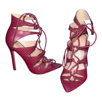 ShoeDazzle Mina Stiletto Cage Bootie   Burgundy   Size 6 New