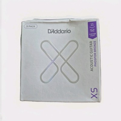 3 Sets D'Addario XS Phosphor Bronze Acoustic Guitar Strings Custom Light 11-52