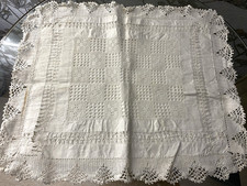 VICTORIAN WHITE COTTON NIGHT DRESS CASE ~14" x 17"  CROCHET LACE & DRAWN STITCH