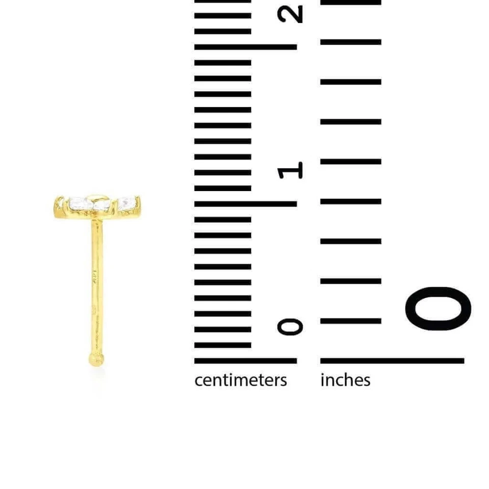 Anillo de oro 14K piedra de nacimiento flor nariz hueso 20G Foto 4 de 4