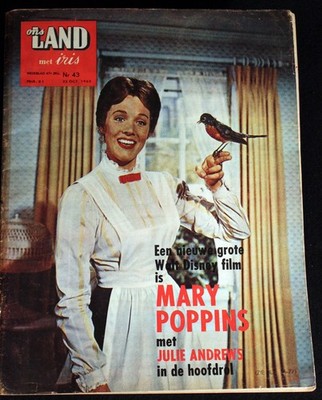 Walt Disney MARY POPPINS 1965 Julie Andrews Vintage Dutch Magazine Color Cover