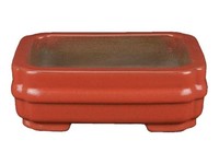 Rechteckige Bonsaischale Aus Rot Glasiertem Steinzeug 14,5X12X4,5 Cm - A008