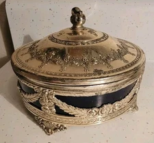 AMERICAN CUT CRYSTAL CORP ETCHED HAND CUT FOOTED COMPOTE  JAPAN SILVER PLATE 