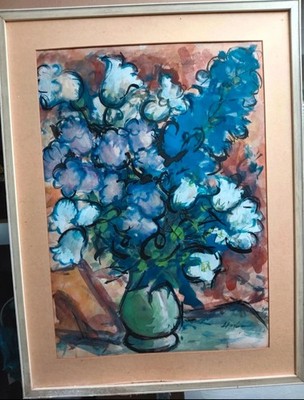 Gemälde Blumenstrauß in Vase   Huber, Hochwertige Rahmung Gebr. Buck Mannheim