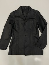 VTG Jacqueline Ferrar Women's M Large Black Leather Button Up Jacket Lining