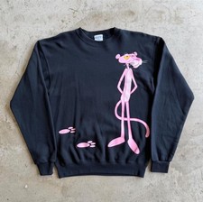 Vintage 1996 Santee Pink Panther Black Crewneck Sweatshirt Size Medium USA Made