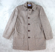 Men's Vintage Pendleton Heavy Wool Button Up Overcoat Jacket Made in USA Size 44