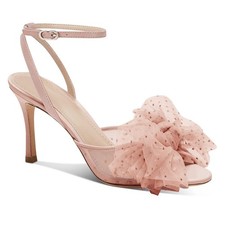 Coutgo Womens Bow Tie Heels Sandals Slingback Peep Toe Wedding Heels Mesh Hig...