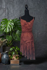 Cider Asymmetrical Maxi Dress Rust Tie Dye Print Cowl Neck Sleeveless M NWT