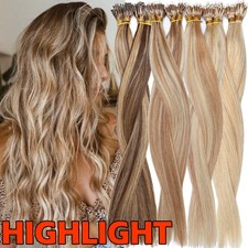 Blonde Thick Nano Ring Rings Loop Beads 100 Remy Human Hair Extensions Caramel