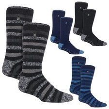 Mens Striped Slipper Socks by Heat Holders - ...