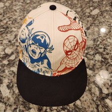 Marvel Disney Parks Captain America Spiderman Avengers Youth Snapback Hat EUC