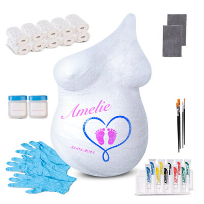 Your Design 2er-Set Babybauch-Gipsabdruck-Sets mit 5 Acrylfarben und 2 Pinseln