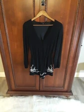Kendall & Kylie Size Small Romper Black and White L-Sleeves Embroidery