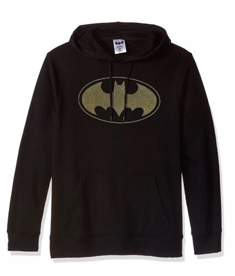 Official DC Comics Batman Classic Logo Charcoal Pullover Hoodie Ladies Mens