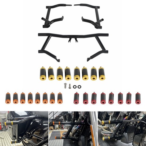 Highway Crash Bar Engine Guard Saddlebag Tip-Over Bar For Harley Touring 2014-25 - Bild 1 von 18