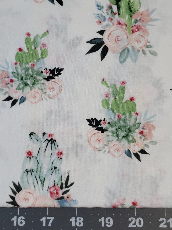 OFERTA Hermosa Tela Artesanal Edredón Algodón Temático Cactus del Desierto Colores Pastel 2  Foto 3 de 3