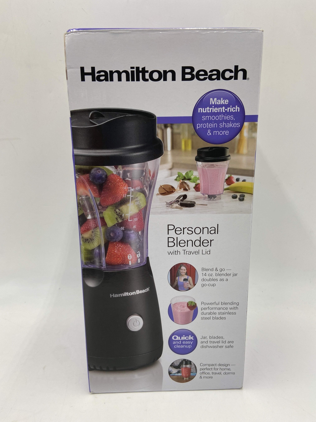 New HAMILTON BEACH PERSONAL BLENDER ONE-SPEED SINGLE SERVE B