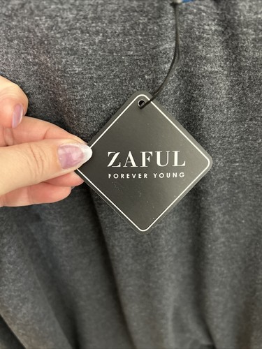 NWT Womens Zaful Gray & Blue V-Neck Short Sleeve T-Shirt Front Tie PLUS SIZE 3X - Picture 10 of 10