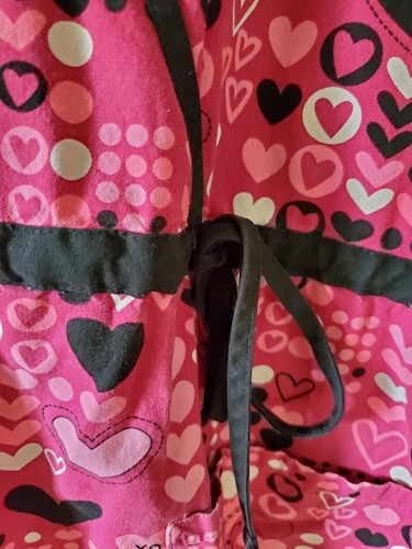 H.Q. Scrub Top Women's Size Medium Valentines Hearts Elastic Waist - Picture 5 of 10